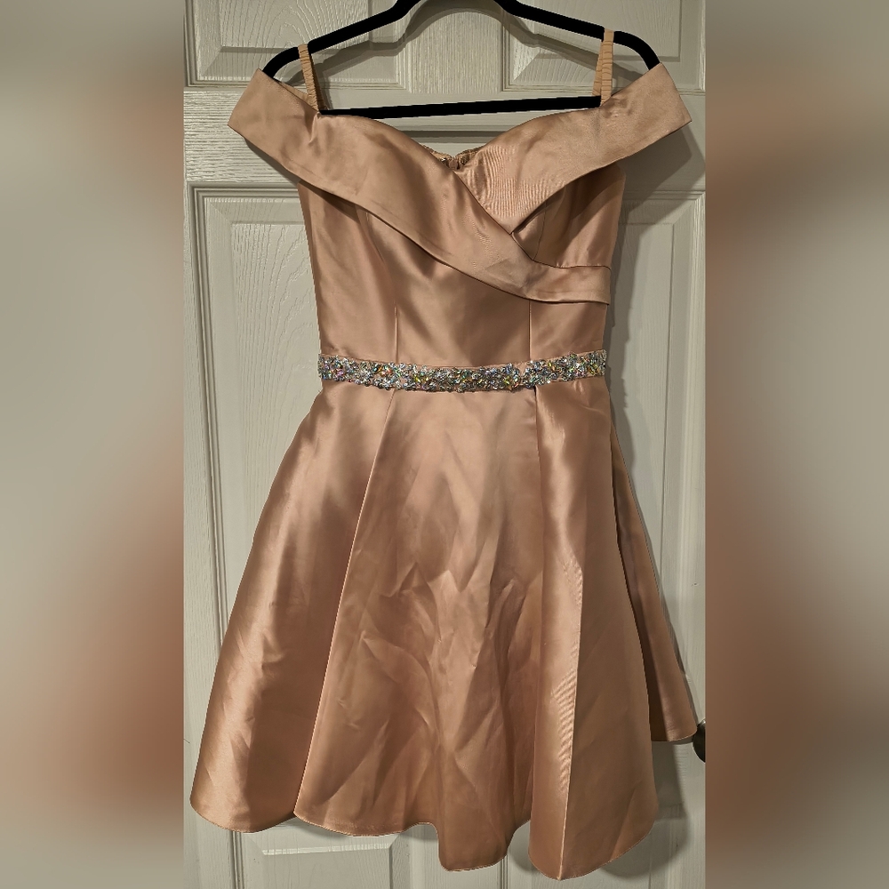Starbox Sz S Elegant Off-Shoulder Dusty Pink Dress